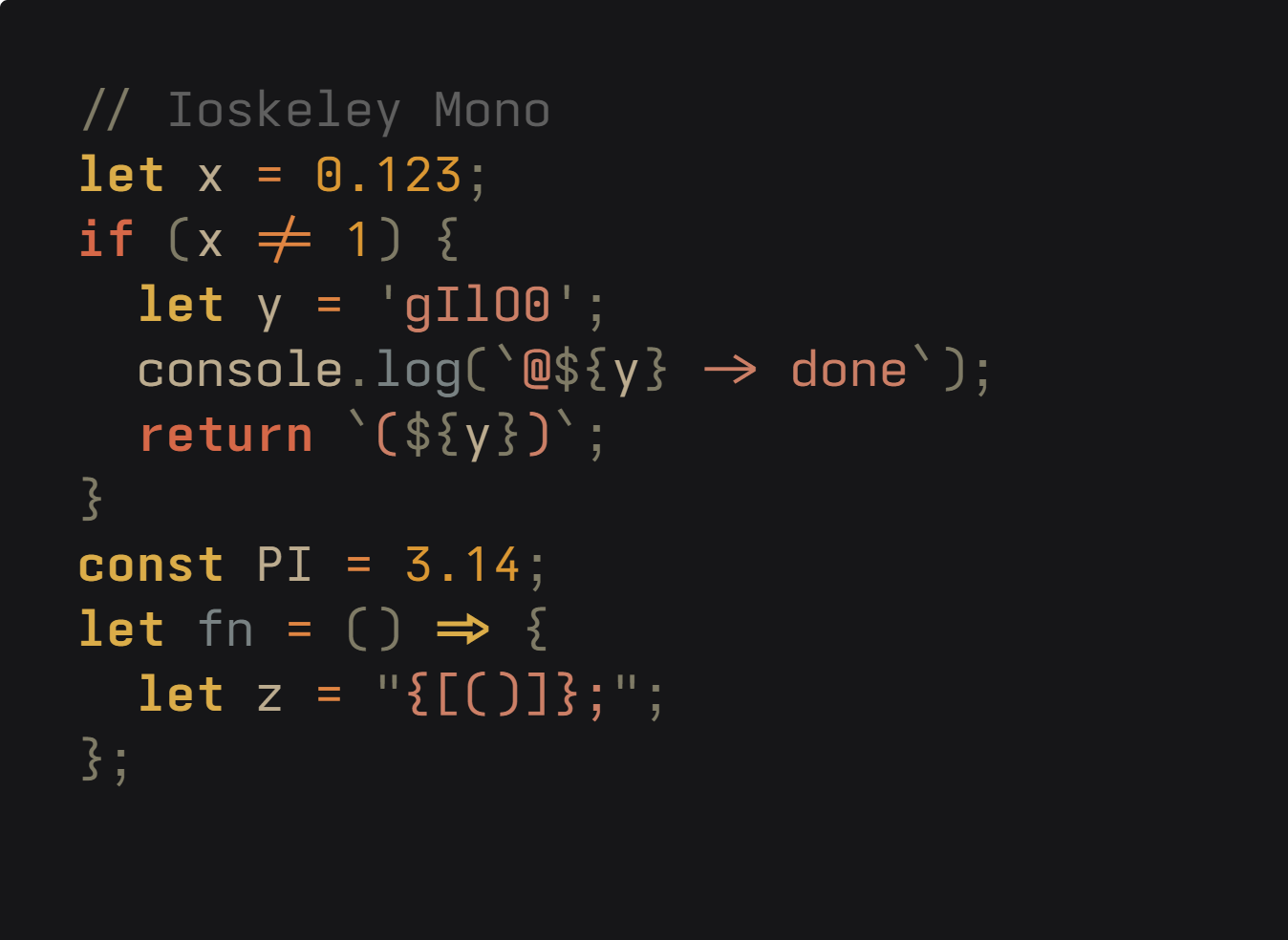 Ioskeley Mono sample